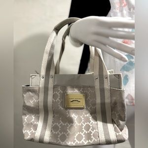 Tommy Hilfiger white signature tote, handbag with gray stripe!